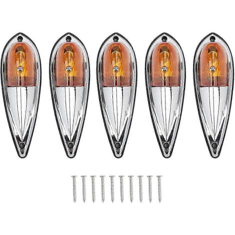 Lot de 5 feux de gabarit ambre en forme de goutte d'eau, étanches et universels pour camions, fourgonnettes et camping-cars (24 V). (1/5)