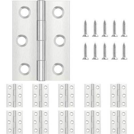 Packung mit 20 Klappbändern (44 mm × 31 mm), Edelstahl, Klavierbänder, kleine Türbänder für Türen, Fenster und Schränke, inklusive 120 Schrauben (1/5)