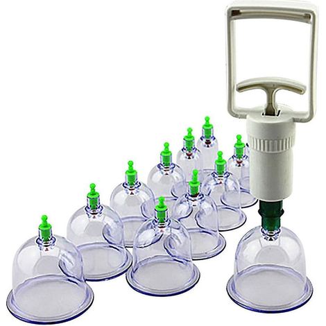 Set de ventouses professionnelles 12 cups – Massage par ventouses pour soulager douleurs musculaires – Matériau plastique – Pompe à main incluse (1/5)