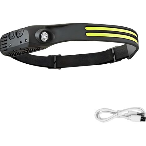 Lampe Frontale Rechargeable, LED avec détecteur de Mouvement, Bandeau Ajustable, étanche, idéale pour Le Camping, la Course à Pied et la randonnée