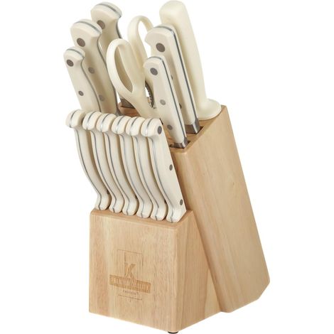 Bloc en bois avec 11 couteaux, ciseaux et aiguiseur, bloc porte-couteaux de cuisine, set complet pour la cuisine (1/5)