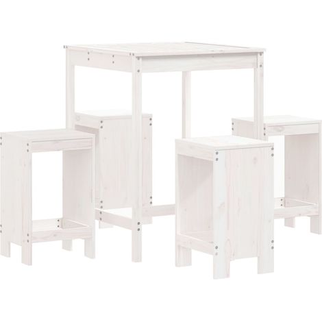 Maison Exclusive - Set Bar da Giardino 5 pz Bianco in Legno Massello di Pino