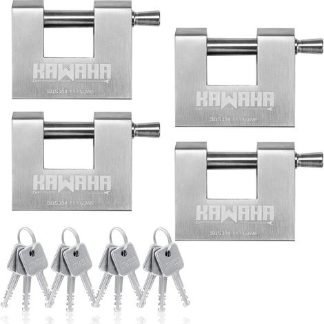 Cadenas en U en acier inoxydable 7cm, clés identiques, lot de 4 avec 12 clés
