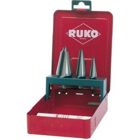 RUKO 101020E JUEGO 3 BROCAS CÓNICAS HSS-E CO 5 + PASTA DE CORTE 30 G