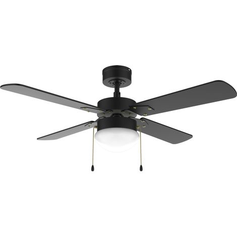 Ventilateur de Plafond avec Lumière EnergySilence Aero 450 FullBlack - 50 W, Diamètre 106 cm, Lampe Intégrée, 3 Vitesses, 4 Pales Réversibles, Mode Été, Hiver (1/5)