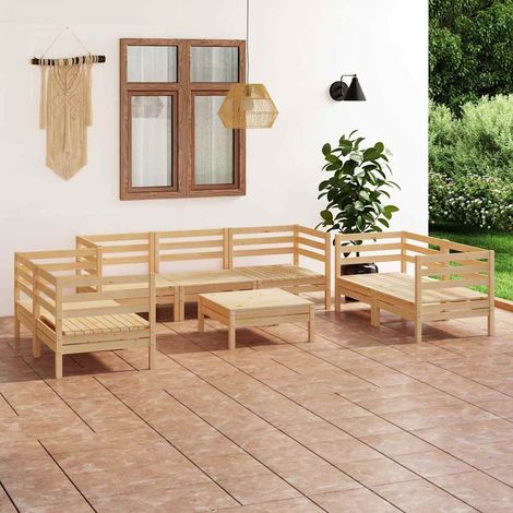 Salon de jardin 8 pcs Ensemble Table et Chaise de Jardin - Bois de pin massif BV580739 - BonneVie (1/5)