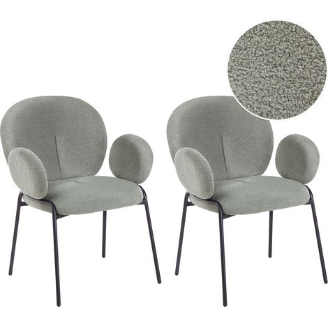 Set di 2 sedie da pranzo in tessuto boucle verde Ely