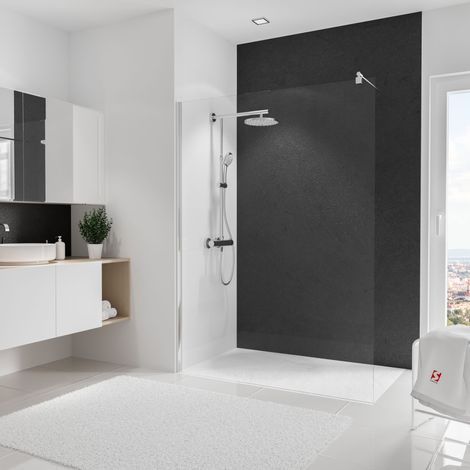 Schulte – Panneau mural de douche ardoise 150 x 255 cm – Revêtement composite en aluminium – Résistant à la chaleur jusqu'à 100°C – Garantie 10 ans