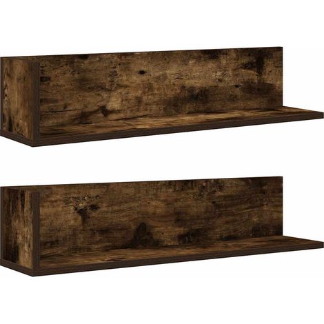 vidaXL Mensole da Parete 2pz Rovere Fumo 75x16,5x16,5 cm in Truciolato