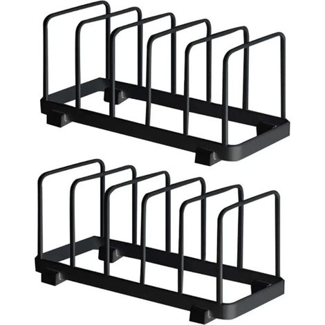 Assiette Organisateur, Égouttoir à Vaisselle, Supports à Assiettes, Organisateur d'Étagère à Assiettes, Rangement de Planche à Découper pour Cuisine Comptoir Placard (Noir, 2 Pièces) (1/4)