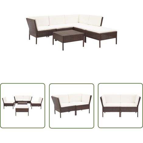 The Living Store 6-tlg. Garten-Lounge-Set mit Auflagen Poly Rattan Braun - Gartenloungesessel - Outdoor-Loungeset - Rattan Gartenmöbel - Poolparty Dekoration - Gartenmöbel Set (1/5)