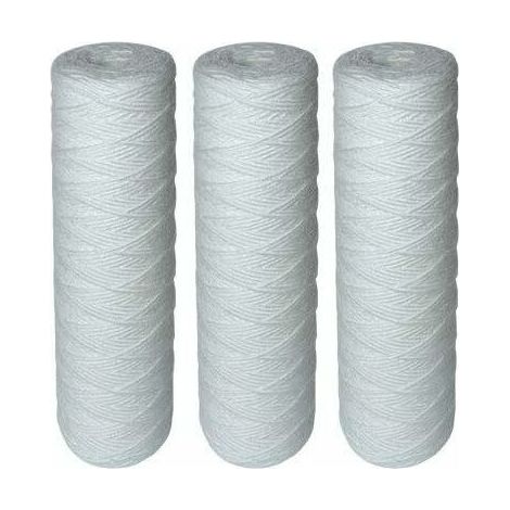 Lot de 3 cartouches filtrantes bobinées 10 pouces – Filtration sédiments jusqu'à 25 microns – Durée de vie 1 an – Compatible filtres à eau (1/5)