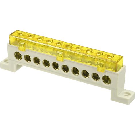 10 Positions Barre de Terre à Bornes Barre Omnibus 9x14mm Jaune  à Vis en Laiton, pour Équipement Électrique Boîte de Distribution (1/5)