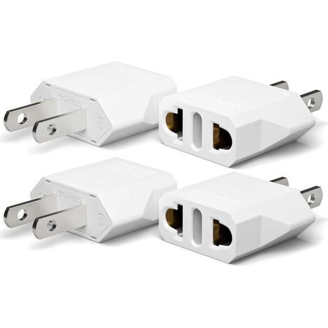 4 Pièces Adaptateur Prise USA de Voyage, France vers US Adapter, Adaptateur USA Prise Allemagne Prise Europe Amérique/Canada/Mexique/Italie/Suisse/Brésil-Blanc