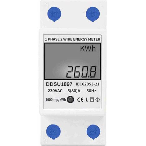 Medidor eléctrico monofásico de riel DIN - Medición precisa de 80 A - Instalación monofásica/bifásica - Para paneles eléctricos profesionales (1/4)