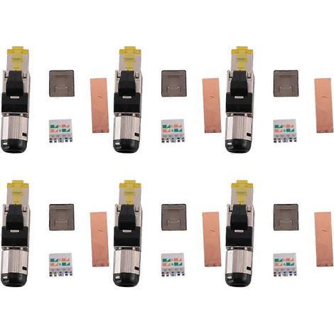 Lot de 6 connecteurs RJ45 Cat 8 blindés sans outil, fiche de terminaison Cat8, prise Cat8 (1/4)