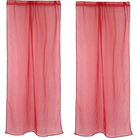 Rideau voilage pour fenêtre de chambre ou balcon (rouge) (1/5)