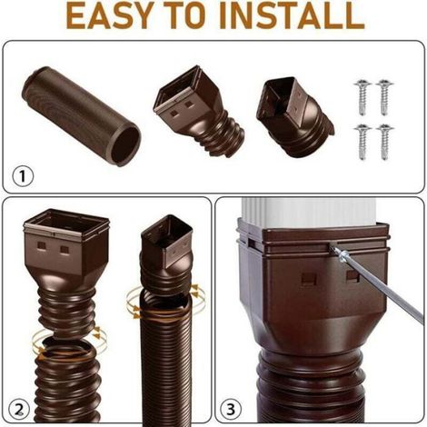 Extension de tuyau de descente de gouttière - MHY® - Flexible - Rétractable 53 à 152 cm - Marron - Matériau PE (1/4)