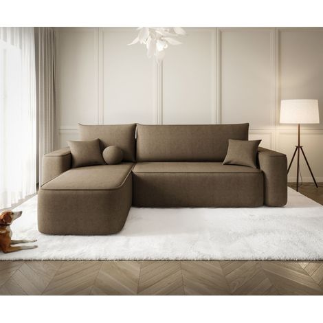 Ecksofa Schlafsofa Sofa AGEPO Stoff Curio Braun Ottomane Links (1/5)