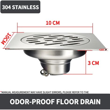 (Floor Drain)304 Stainless Steel Shower Floor Drain Square Bathroom Waste Grate Large Flow Anti Odor Hair Strainer Cesspit Cover Tile Insert (1/4)