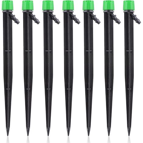 Goutteurs d'irrigation avec Connecteur, 20 Pièces Micro Spray 360 Degrés 8 Trous Débit d'Eau Réglable Micro Bubbler Arroseur Système Goutte à Goutte Irrigation pour Tuyau 1/4 Pouce (Vert)