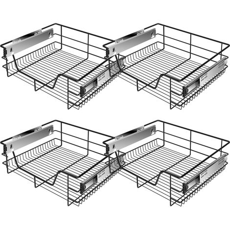 KESSER® Teleskopschublade Küchenschublade Küchenschrank Korbauszug Schrankauszug Vollauszug Schublade 4x 60cm - Schwarz