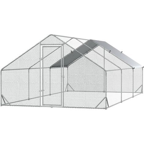 Poulailler, enclos en plein air, poulailler avec toit ombragé, parcours extérieur pour 4 à 6 poules, canards, lapins, 3 x 2 x 2 m