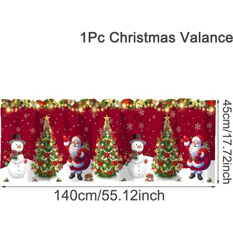 Rideaux de Noël 2026, tissu décoratif imprimé numérique pour chambre et salon, fond décoratif pour les fêtes - 45 x 180 cm - CL-3