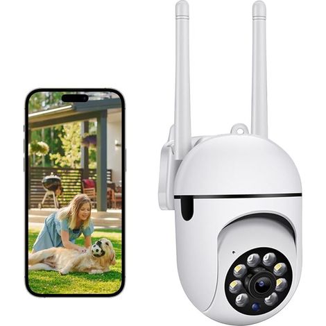 CYRILL –Caméra Surveillance Extérieure, Connectée Smartphone, Vision Nocturne, Notifications en Temps Réel, Détection de Personne, Suivi de Mouvement, Télécommande, Sirène (1/5)