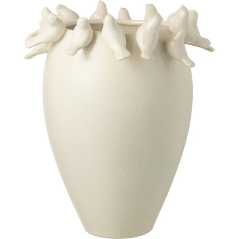 Vase Déco en Argile "Budgie" 40cm Blanc (1/3)