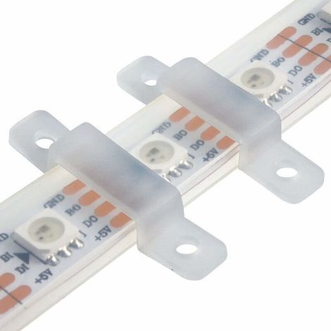BR-Vie 100 pièces Clips de fixation pour bandes LED, clips pour bandes LED de 10 mm de large, étanches. (1/4)
