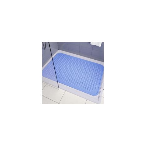 Tappetino antiscivolo per doccia, grande tappetino quadrato da bagno 70 x 40 cm con ventose, lavabile, antibatterico, per doccia e vasca da bagno (bianco puro) - Crezuo