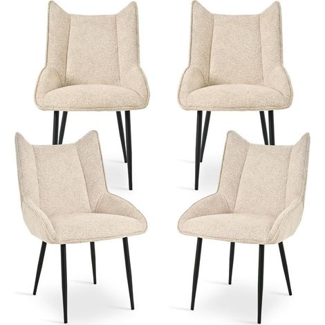 Esszimmerstühle 4er Set Creme Samt, modern, verstellbare Füße (1/5)