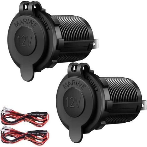 2pcs Prise Allume Cigare Voiture étanche avec Fusible 10A,12V/24V Adaptateur Universel Rallonge Allume-Cigare Femelle Câble de 60cm pour Moto Camping Car Bateau Marine