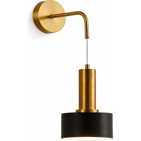 Applique da Parete Interno Oro Satinato con Cavo   Attacco E27   Design Moderno Minimal   IP20   AC 110–240V