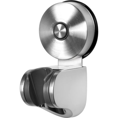 Support Pommeau de Douche - Support de douche à ventouse en Inox Sans Percage Mural Support Pommeau Douchette réglable pour salle de bain Ventouse Support Douchette 4 Angle réglable Nickel