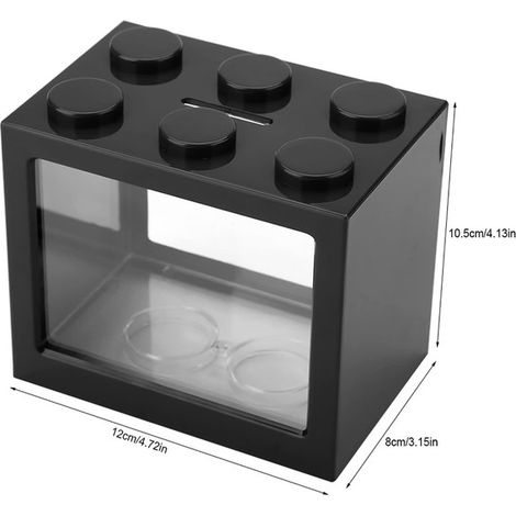 Aquarium Bloc de Construction Mini Réservoir de Poisson Empilable avec Éclairage LED USB pour Décoration de Bureau Maison (1/5)