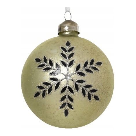 Boule de Noël en verre 8cm or avec décorations noires 1 pc. (1/5)