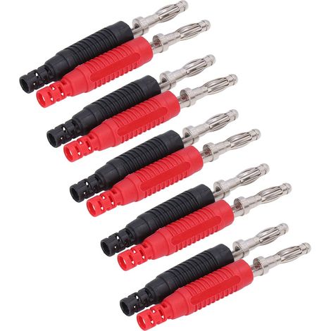 Set aus 5 isolierten Bananensteckern (männlich) mit passenden Buchsen (weiblich), DIY-Verbinder für Lötmaschinen, Prüfklemmen, 4 mm, robust. (1/5)