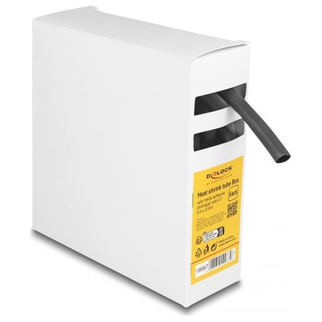 Delock Caja de tubos termorretrÃ¡ctiles, con adhesivo interior, relaciÃ³n de contracciÃ³n 4:1, 5 m x 8 mm negro