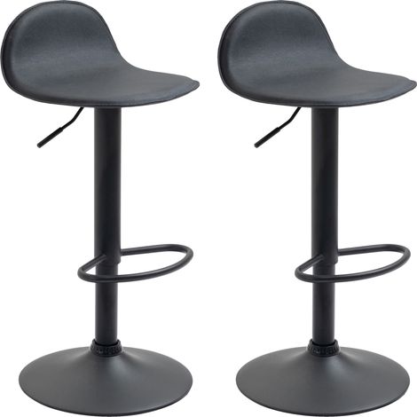 Set 2 Sgabelli Alti Lana in Similpelle nero nero