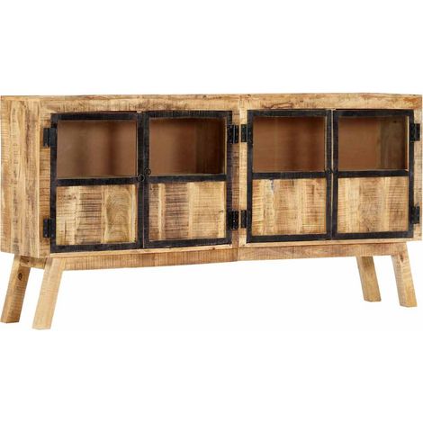 vidaXL Buffet Marron et noir 160x30x80 cm Bois de manguier solide brut (1/5)
