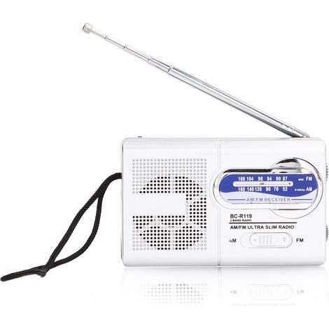 Mini radio AM/FM à fonctionnement manuel, réglage facile, fonction mémoire, récepteur radio numérique (BCR119 (2 piles AA)) (1/5)