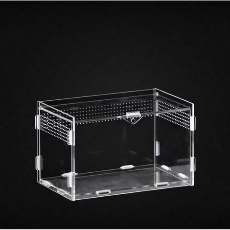 Étui D'élevage de Reptiles en Acrylique Transparent,Boîte d'alimentation pour Insectes,Habitat de Reptiles en Acrylique,Transparence à 360 Degrés avec Trous d'air (20×12×12cm) (1/5)