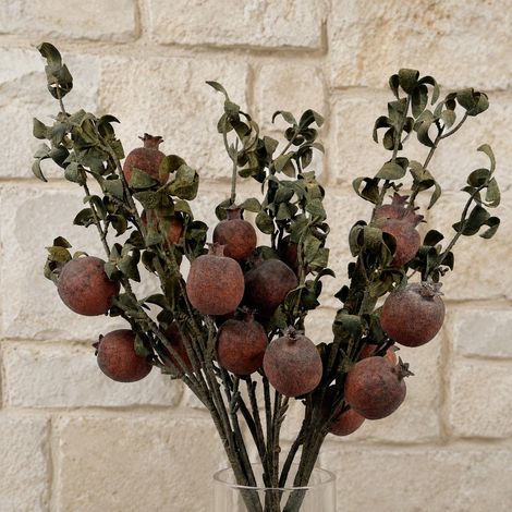 Pack of 6 x 75cm Artificial Pomegranate Stem Artificial Red - Premium Quality (1/5)