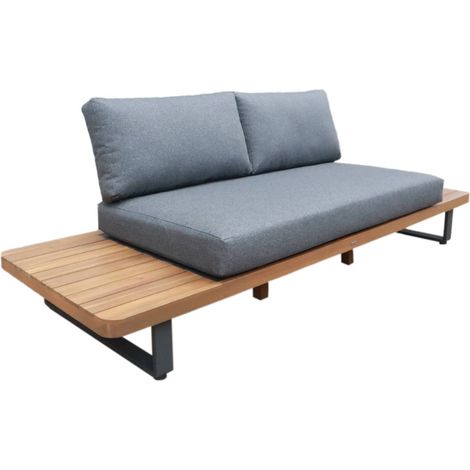 sweeek - Gartenbank aus Akazienholz und Aluminium für 2 Personen
