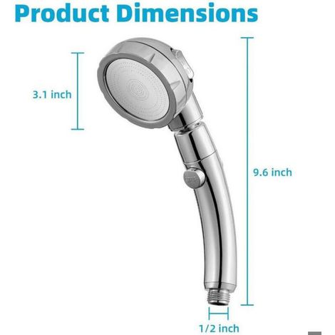 Pommeau De Douche - Haute Pression - 3 Vitesses - Angle Réglable - 1 Pièce (1/4)