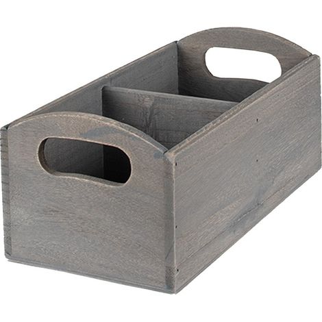 Porte-courrier de Bureau en Bois Gris Range-Courrier Style Campagne 30 x 15 x 13 cm - PANGIVO (1/2)