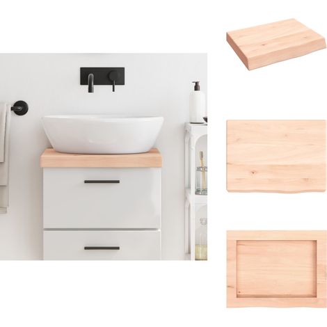 Comptoir de salle de bain 40x30x(2-6) cm bois massif non traité - Comptoir Salle De Bain - Plan De Travail Salle De Bain - Bois Chêne - Comptoir Bois - Meubles Salle De Bain (1/5)