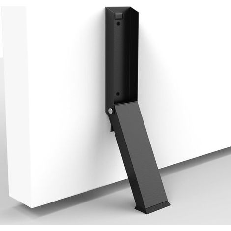 Butée de porte pliable en acier inoxydable noir, avec pédale, fonction de blocage/frein de porte, protection contre les claquements et les chocs. (1/5)
